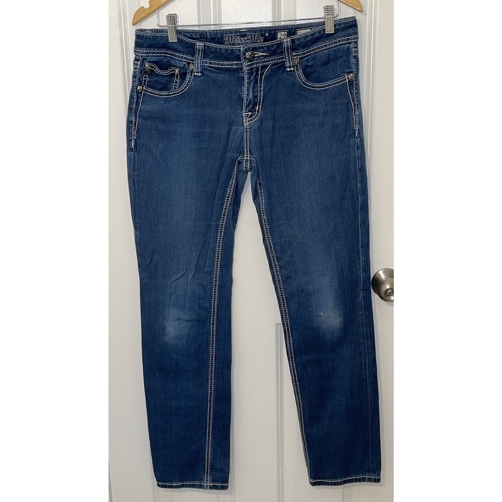 Miss Me Jeans Women’s 29x33‎ Blue Denim Easy Skinny Mid Rise Bling JE5735ESL